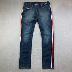 Diesel Men Pants 34 Blue Jeans Denim + Sweatpants Narrot Slim Striped Side 34x32
